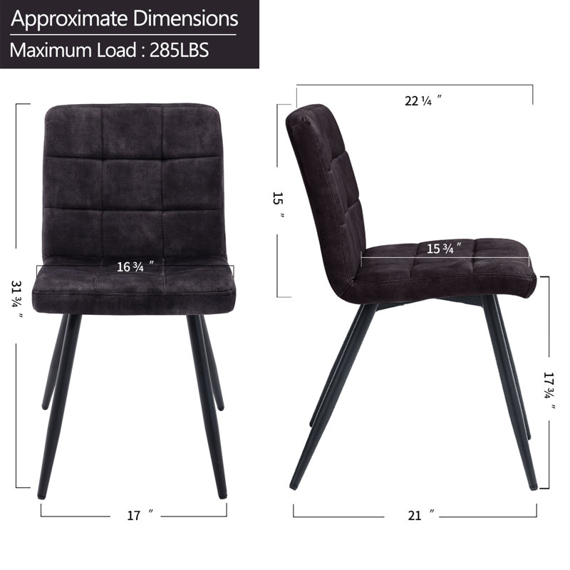 Almontiser Tufted Velvet Upholstered Contemporary Side Chair, Black