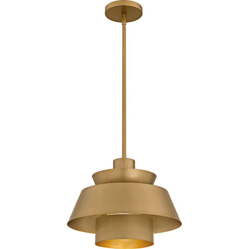 Lumi Brushed Weathered Pendant, 1, Brass Gold, 11.25" H x 14" W x 14" D