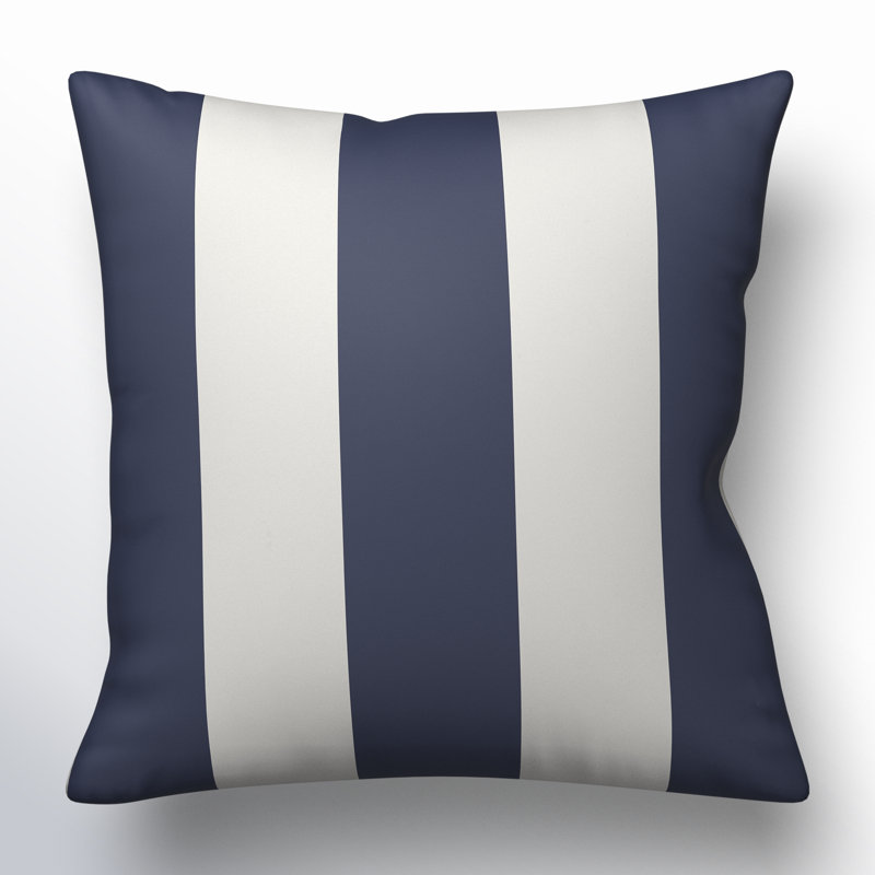 Athena Striped Outdoor Throw Pillow, 18" H x 18" W, Black
