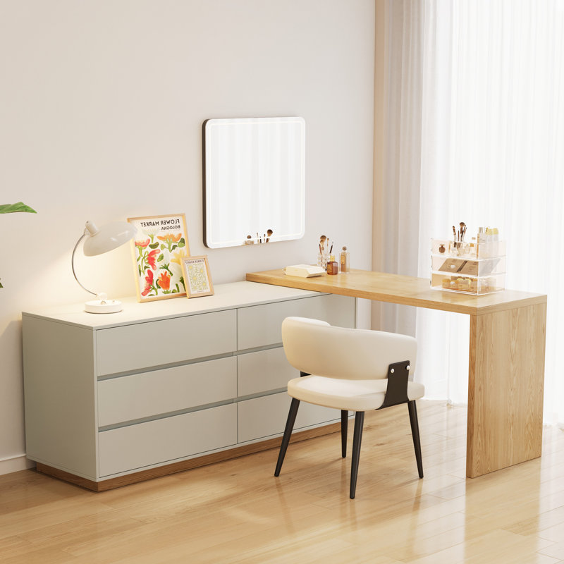 Berek Extendable Vanity Table with 6 Drawers - Modern Desk