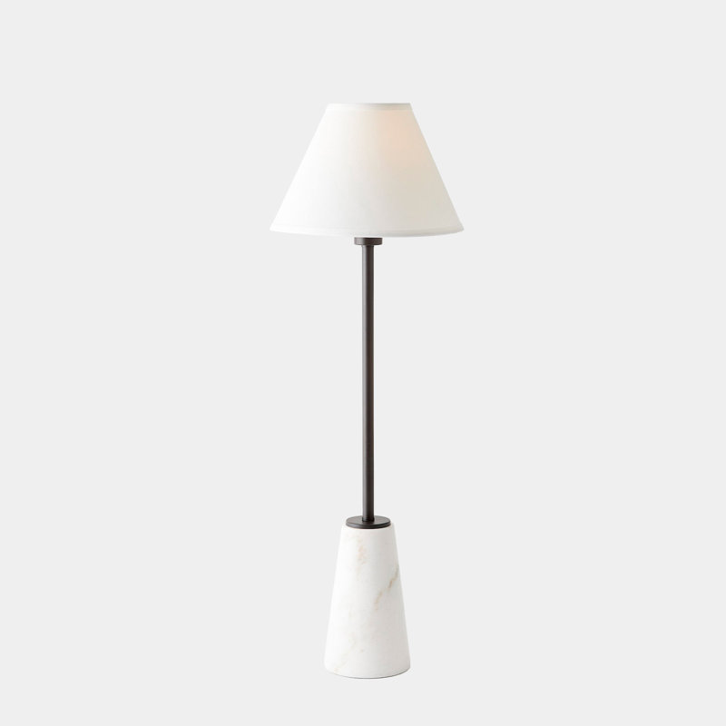 Marble Pedestal Buffet Lamp-White/Bronze