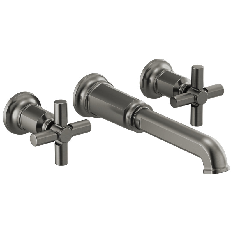 Invari® Two-Handle Wall Mount Tub Filler, Cross, Luxe Steel