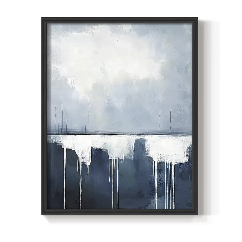 Abstrait, encadré, prêt à accrocher , H 10 po x l 8 po, Noir