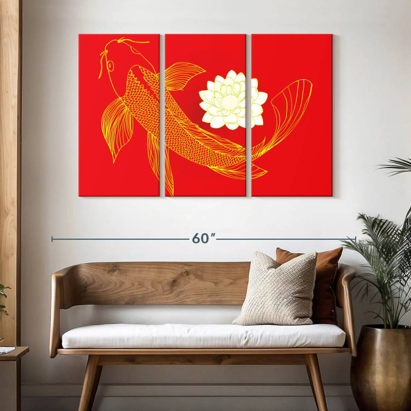 Brampt Oriental Koi Fish, 32" H x 50" W