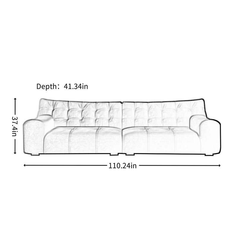 Retro Chenille Straight-layout Green Sofa