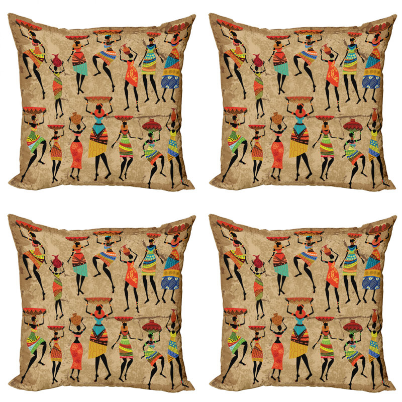 Ambesonne African Square Pillow Cover, 20" x 20"
