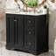 Meuble-lavabo de style transitionnel de 91 cm (36 po) avec poignée argentée, grand espace de rangement et charnières à fermeture douce. Structure en bois massif, lavabo en céramique et rangement astucieux.