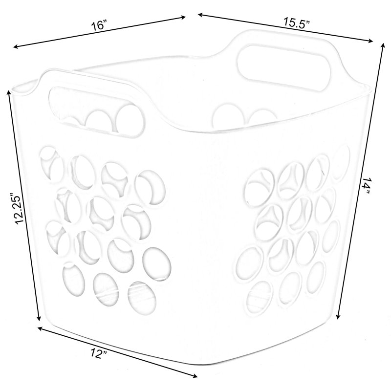 Panier à linge flexible en plastique avec poignées latérales, Mauve
