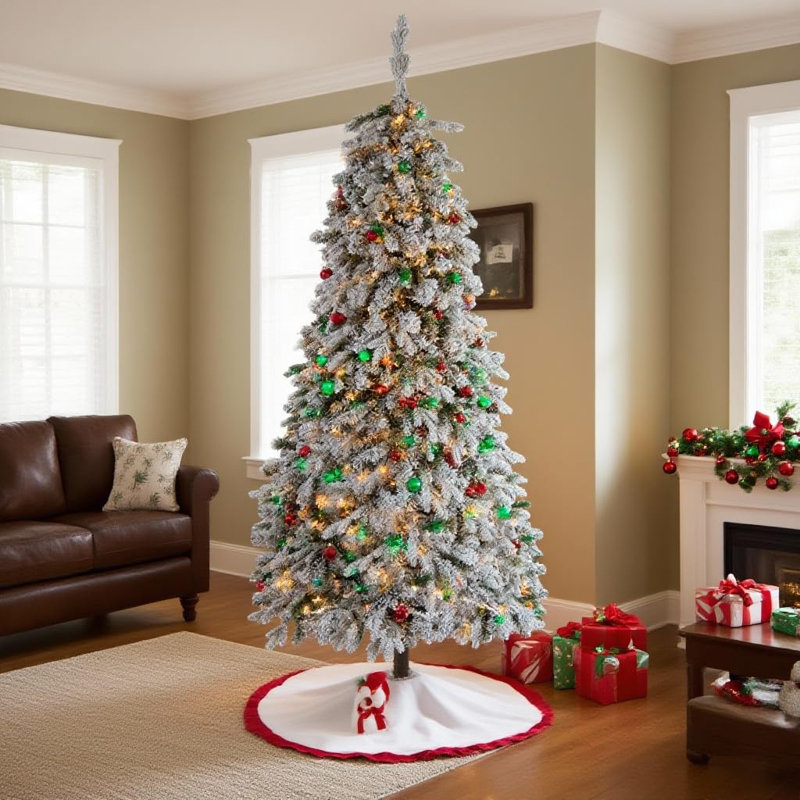 Arbre de Noël artificiel 6 pi avec extrémités en PE, lumières colorées et base en métal pour décoration de Noël, H 6 pi