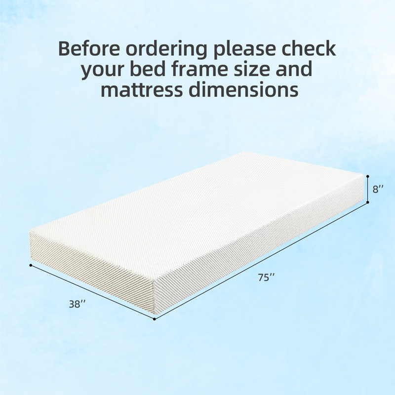 Matelas simple en mousse japonaise de 8 pouces avec couche de gel et support à 7 zones Aggie