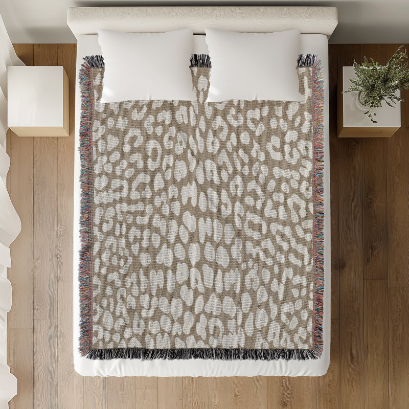 Jeté en mélange de coton Delo, Beige, L 60 po x l 50 po