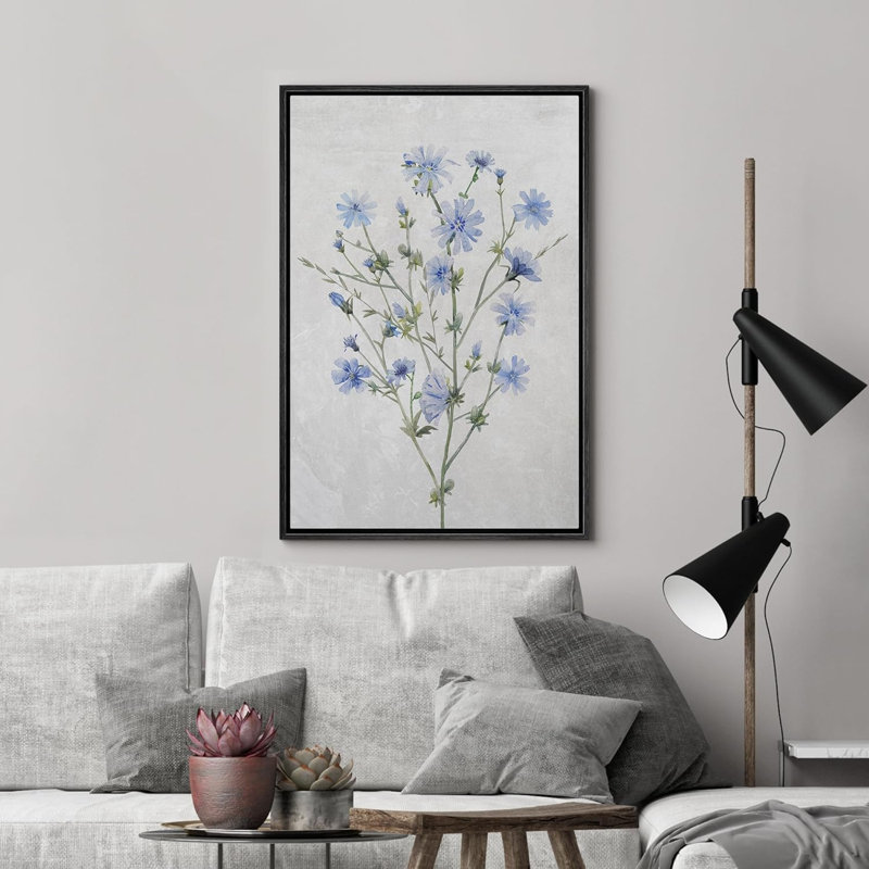«Vibrant Wildflower Watercolor Blue Blueflower Wildflower Nature Modern Art Botanical Floral», H 24 po x l 16 po x P 1,5 po