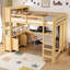Grand lit mezzanine peu encombrant avec garde-robe, bureau et bibliothèque pour enfants - mobilier de chambre durable-1024580483