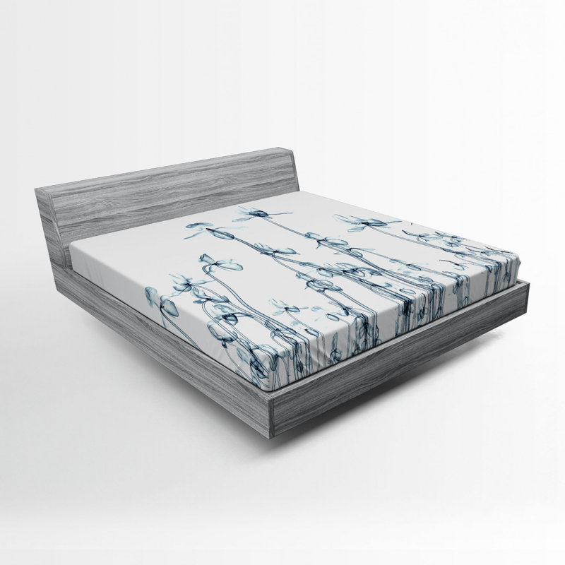 Microfiber Floral Fitted Sheet, Queen Fitted Sheet