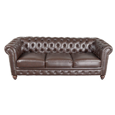 Vesely 87" Rolled Arm Chesterfield Sofa