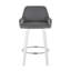 Tabouret de comptoir à hauteur fixe avec pivot en bois et similicuir avec repose-pieds rond chromé - ensemble de 2-130474087