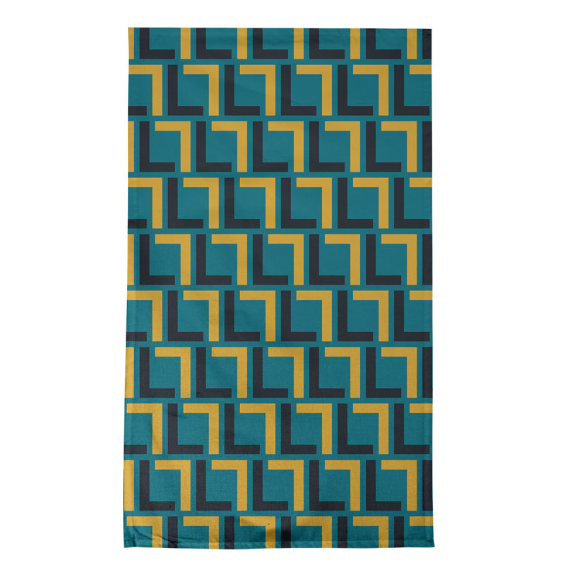 Maillard Tea Towel Kitchen Towel, Polyester, Teal/Black/Gold