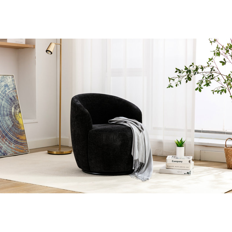 Fauteuil pivotant en chenille rembourré de mousse pour le salon et la chambre à coucher Fauteuil noir avec fonction de rembourrage en mousse