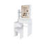 Meuble-lavabo moderne avec miroir à DEL, table de maquillage avec prise de courant et support pour sèche-cheveux, coiffeuse blanche à 4 tiroirs et tablettes de rangement-287843255