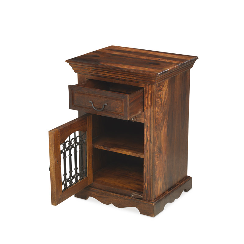 Jali Indian 50cm W Solid Wood Bedside Table