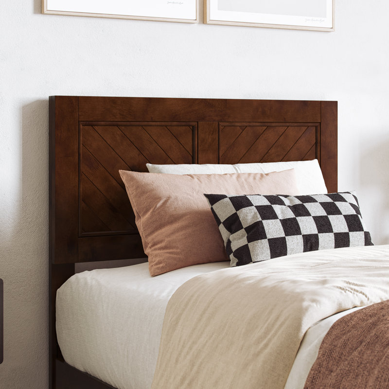 Jeinny Solid Wood Low Profile Platform Bed with Matching Footboard, Walnut, Twin XL