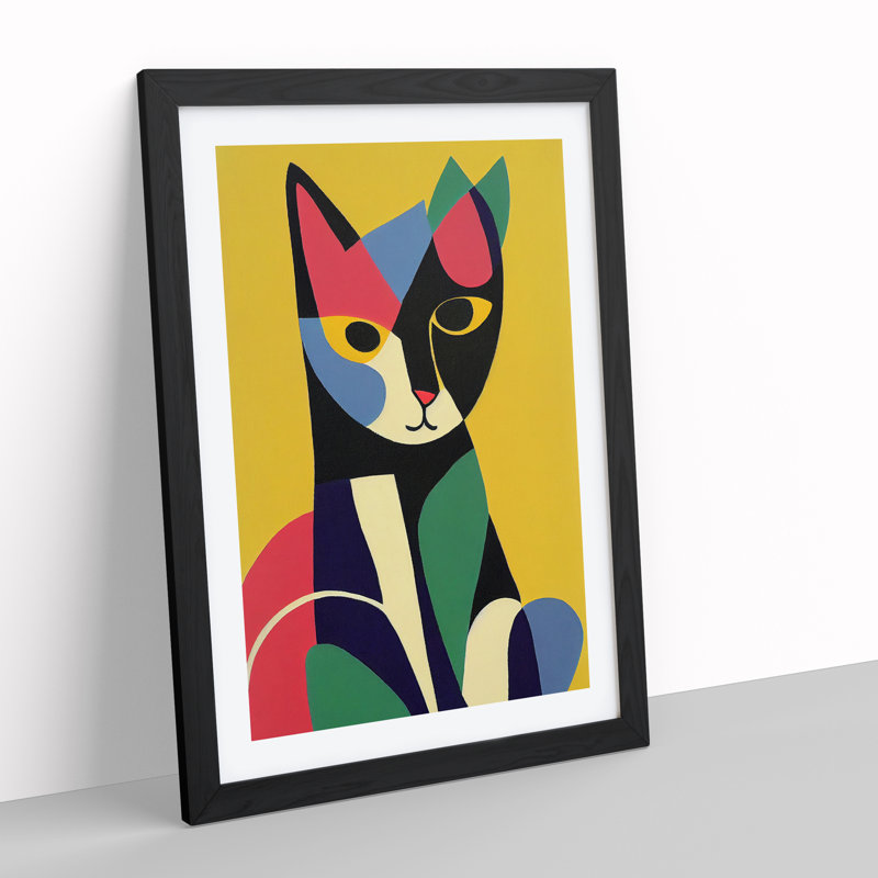 Cat In Abstract No.2 Framed Print, Black Framed, 64cm H x 46cm W x 2cm D