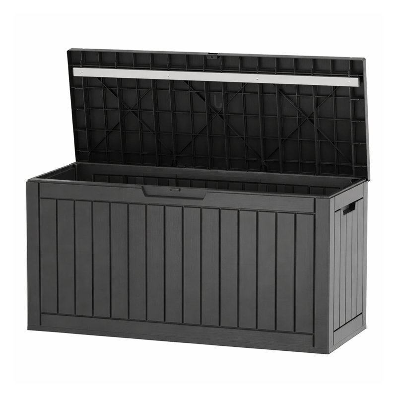 60 Gallon Outdoor Waterproof Resin Deck Box with Lockable Lid for Patio Furniture, Pool Accessories, Black