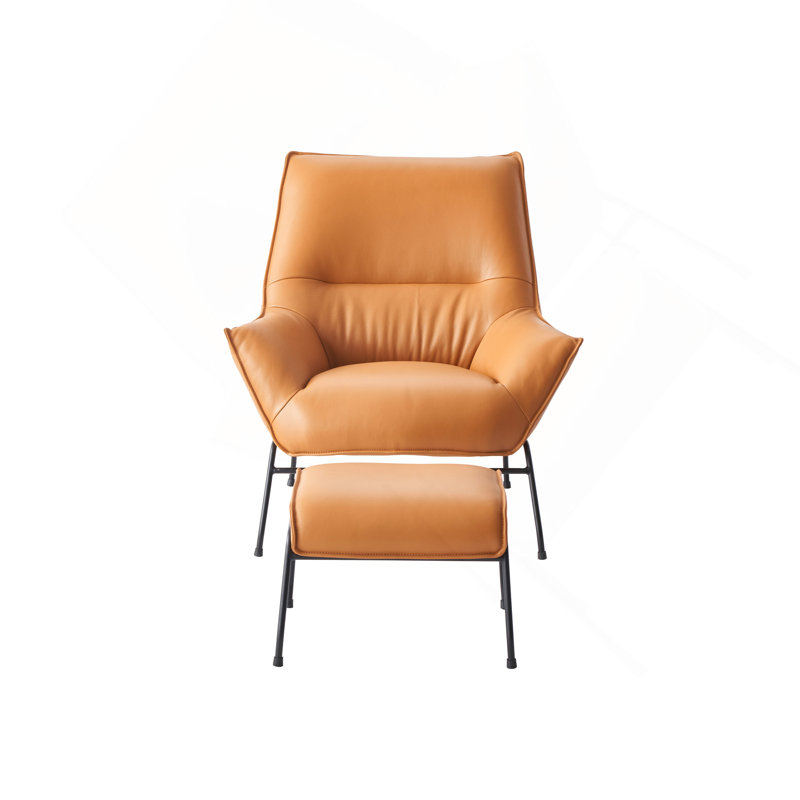 Fauteuil d'appoint et repose-pieds Top Leather, Brun