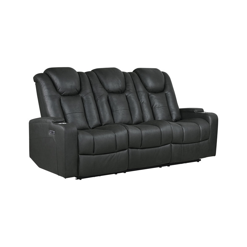 Canapé inclinable électrique avec table rabattable et porte-gobelets, noir, Black