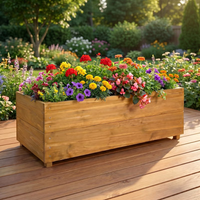 Lit de jardin surélevé avec doublure et panneaux épaissis, ensemble de lit de plantation de jardin, grande boîte à fleurs extérieure en bois de sapin massif pour légumes, cour arrière, patio, pelouse
