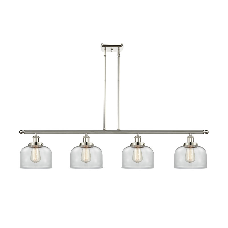 Luminaire suspendu pour îlot de cuisine 4 lumières Bissonnette, Ampoule non incluse, Transparent, Nickel poli