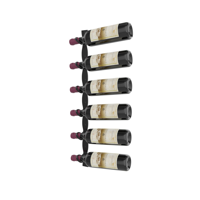 Ensemble de porte-bouteilles hélicoïdaux muraux en métal noir mat 6 bouteilles Lleucu - 30 po, orienté vers la droite