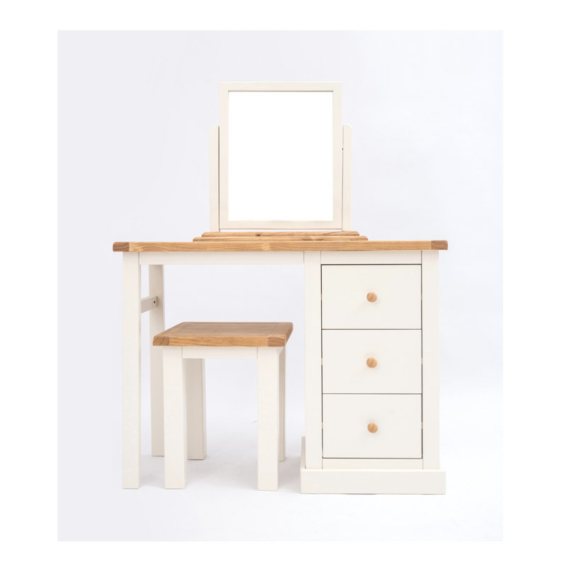 Dressing Table with Mirror, Off White