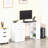 47" Modern Home Office Computer Desk Bookcase Combo Writing Table Workstation With 3 Drawer And Storage Shelf - White