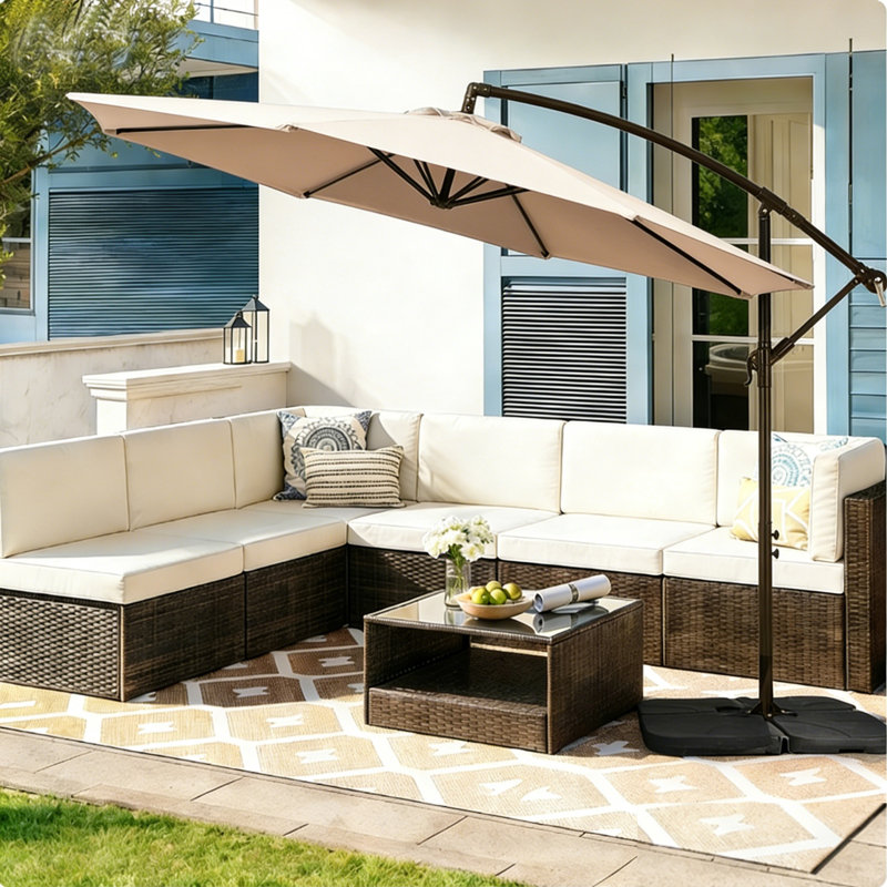 Parasol en porte-à-faux 120 po Leshea, Brun clair