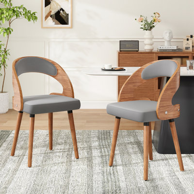 Chaise de salle à manger rembourrée en bois foncé gris foncé avec 2 meubles de cuisine et de salon de conception ergonomique moderne de couleur facile à nettoyer