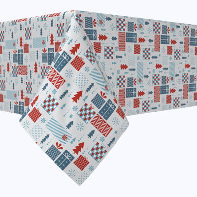 Fabric Textile Products, Inc. Square Tablecloth, 100% Cotton, Holiday Stylized Gift Boxes
