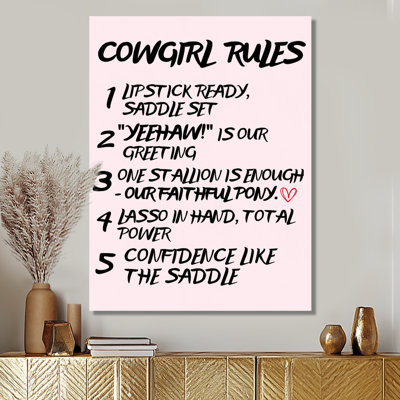 5 Cowgirl Rules - Cowgirls Wall Decor
