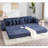 110.75" Modular L Shaped Sofa, Corduroy Fabric Sectional Couch,With A Movable Footstool, Cup Holders,Bring 8 Throw Pillows,Side Pocket,Unfold Into A Bed-1298719805