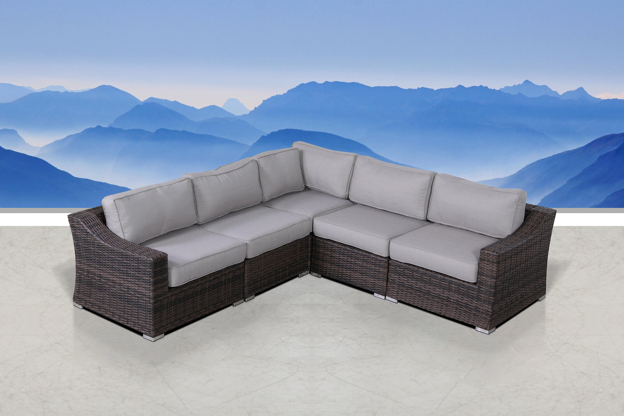 Wade Logan® Biles Fully Assembled 5 Piece Rattan Sectional Seating