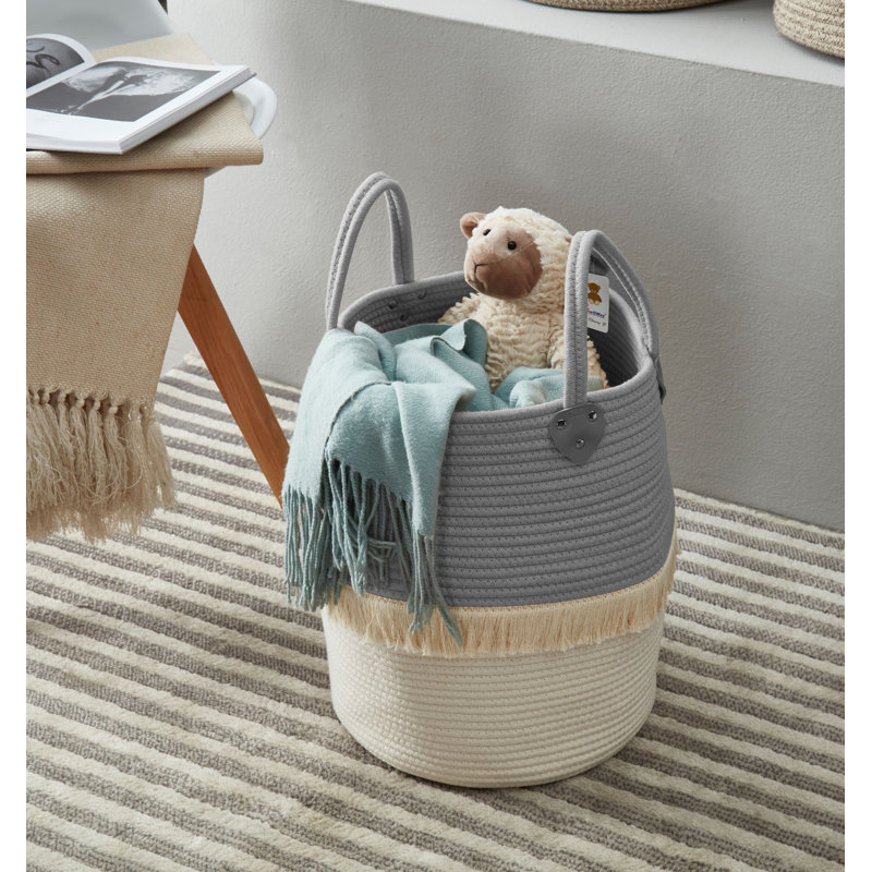 Panier en tissu, Gris / ivoire
