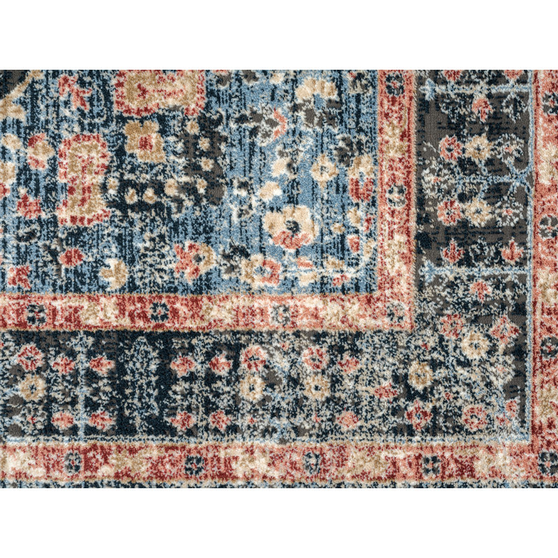 Tapis oriental en polypropylène bleu / noir / brun, Rectangle 7 pi 9 po x 10 pi 2 po