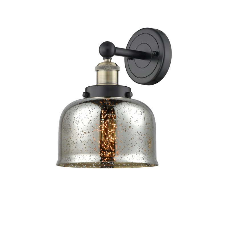 Cetronia Armed Sconce, Silver Plated Mercury, Black Antique Brass