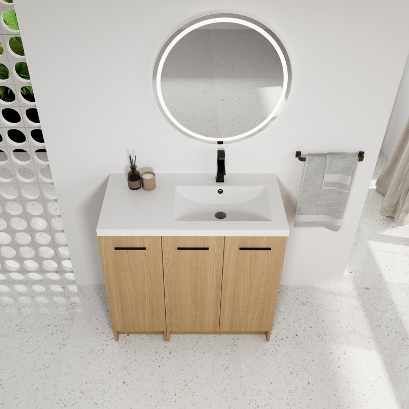 Meuble-lavabo 36 po avec lavabo en résine et armoire modulaire à trois portes (deux portes + une porte)