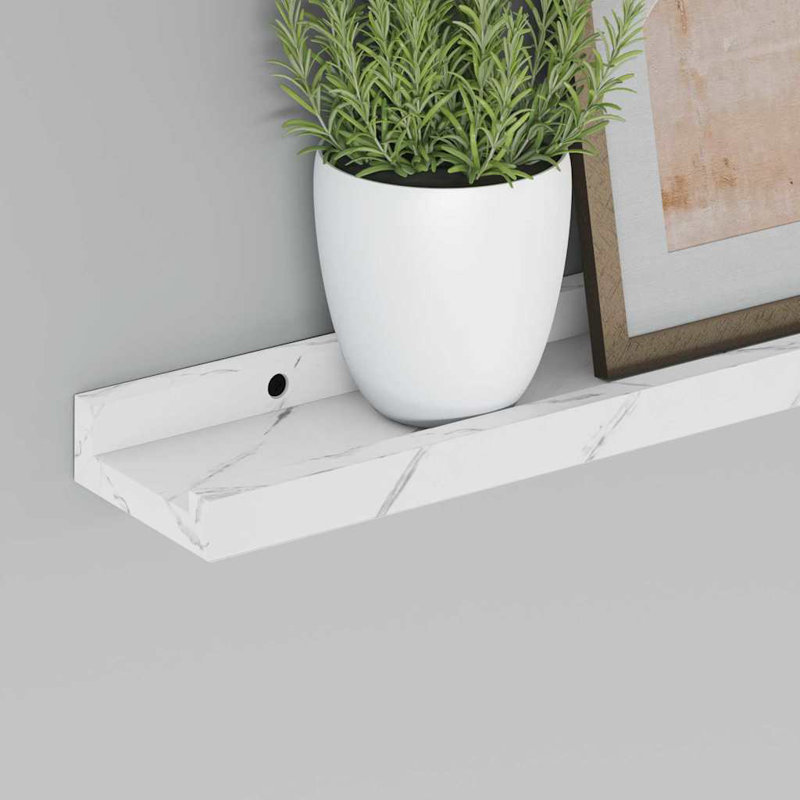Floating Shelf, White Marble, 3cm H x 40cm W x 9cm D