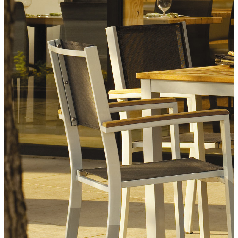 Travira Stacking Patio Dining Chair, Ink Pen, Tekwood Natural, Flint
