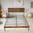 Queen Size Rustic Wood Headboard Platform Bed Frame, No Box Spring Needed