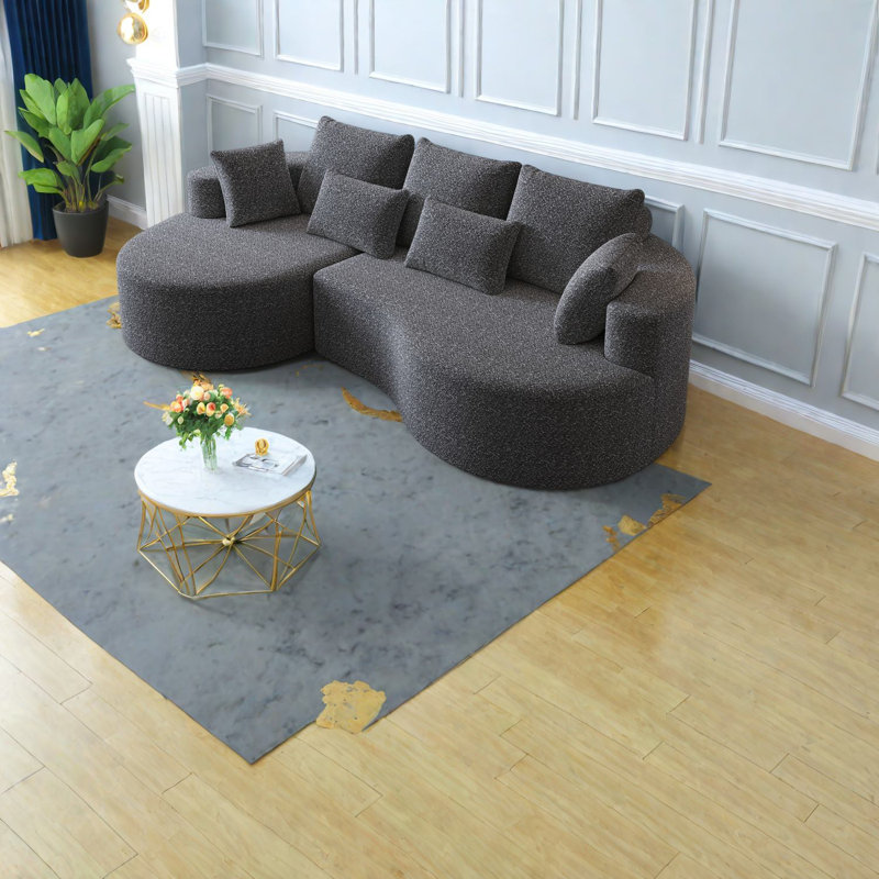 Canapés modulaires spacieux en chenille, conception courbée moderne pour le confort de la maison