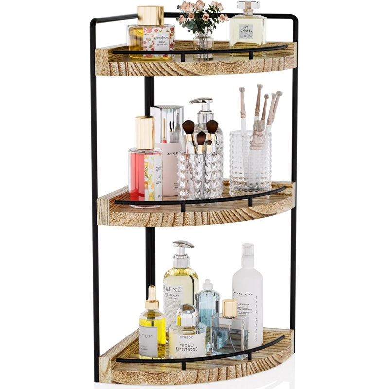 Corner Bathroom Counter Organizer, 3 Tier Bathroom Storage Countertop For Skincare, Sink Shelf For Kitchen Decor, Vanity, Dresser, Gift(Rustic Brown)