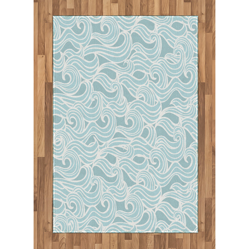 Aqua High Density Long Fiber Poly Threads Decorative Area Rug Carpet, Rectangle 4' x 5'8"
